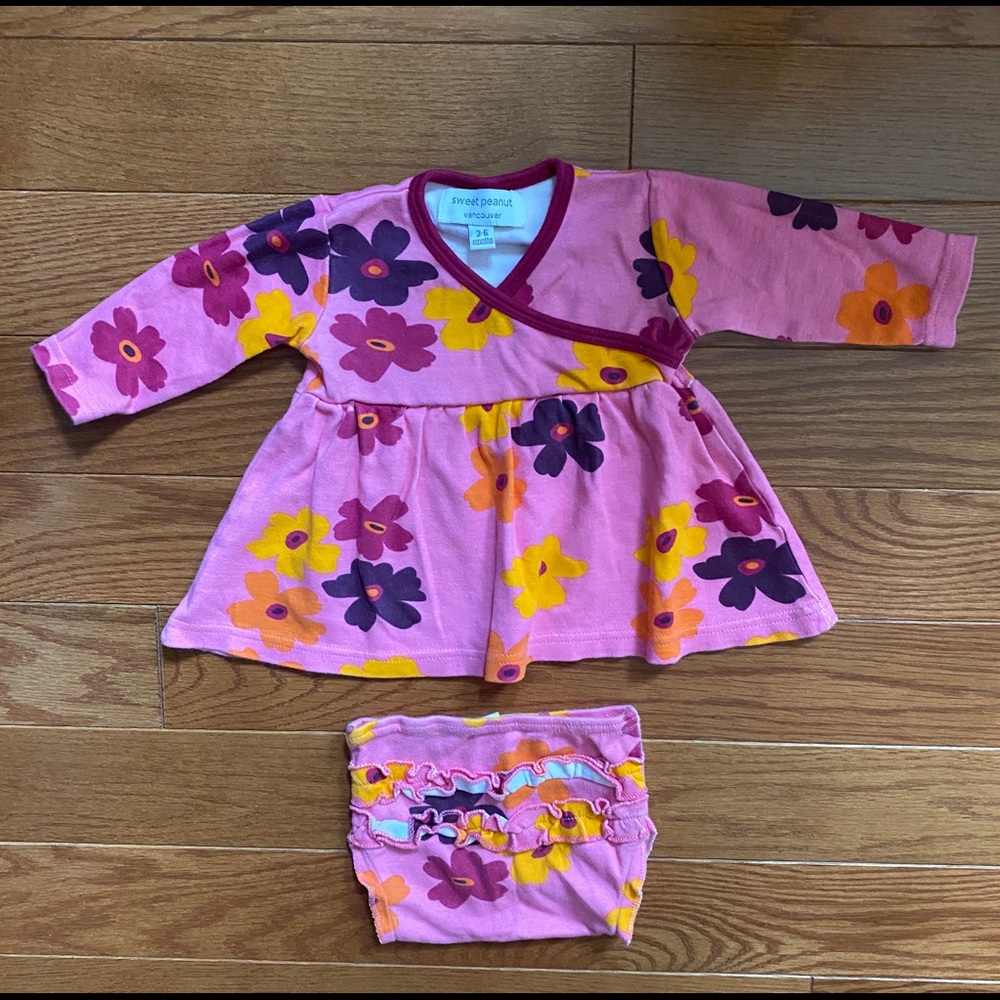 3-6M Sweet Peanut Floral Dress with Bloomers